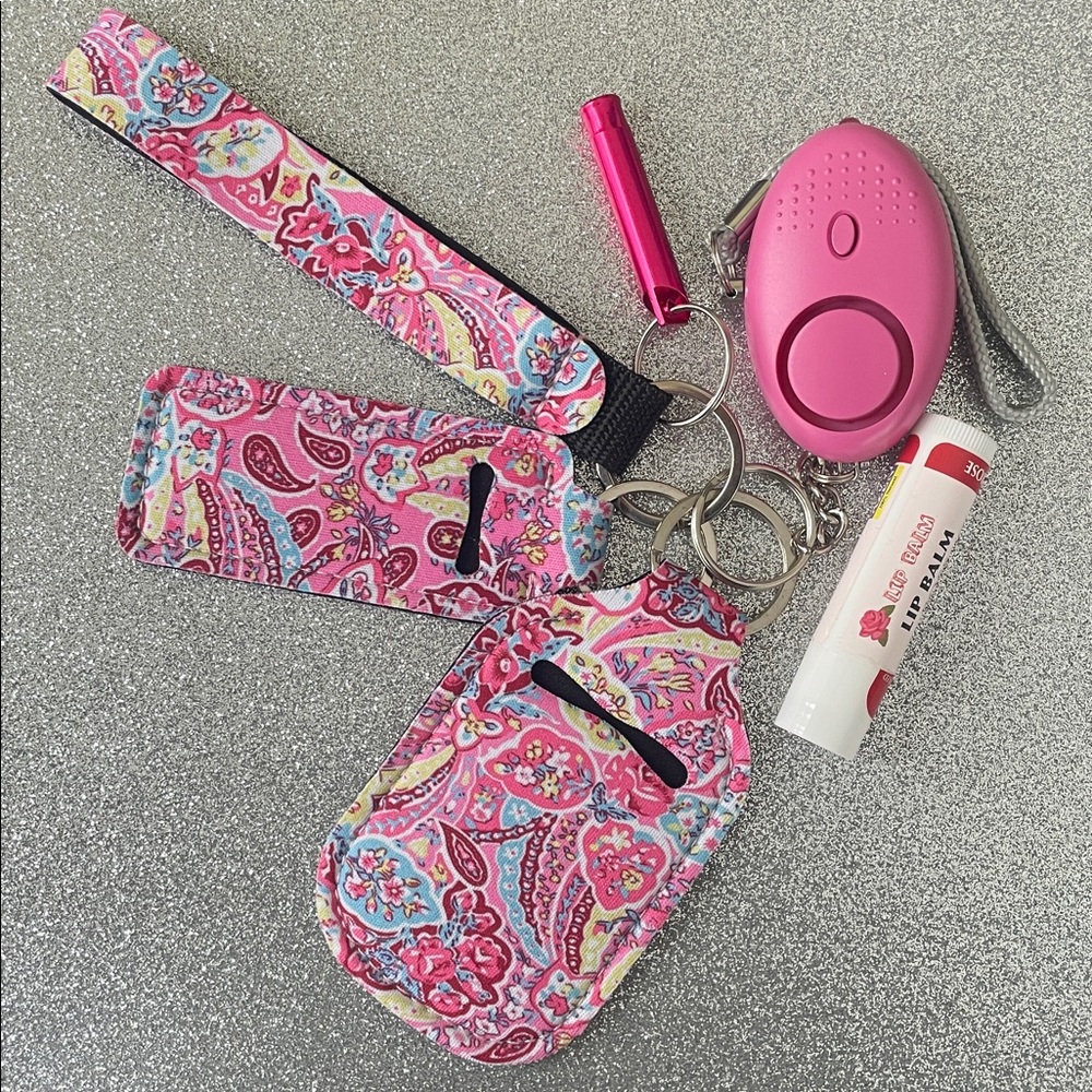 NWOT Kid Friendly Pink Paisley Print Safety Keychain Set